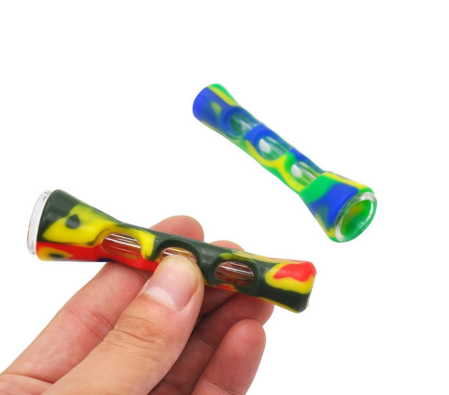 87MM Silicone Glass Smoking Herb Pipe One Hitter Tobacco Cigarette Pipe Hand Spoon Pipes Smoke Accessories Wholesale
87MM Silicone Glass Smoking Herb Pipe One Hitter Tobacco Cigarette Pipe Hand Spoon Pipes Smoke Accessories Wholesale