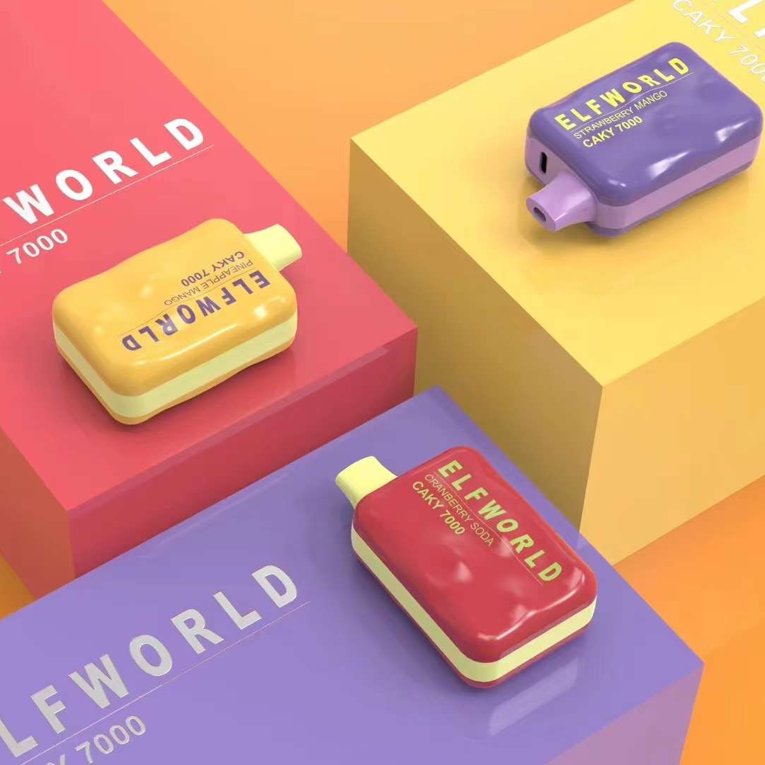 Original Disposable E Cigarettes ELFWORLD Caky 7000Puffs Vape Pen With 14ml Pre-filled 650mAh Rechargeable 1.2 mesh coil TYPE-C Puff 7000 Hits 
Original Disposable E Cigarettes ELFWORLD Caky 7000Puffs Vape Pen With 14ml Pre-filled 650mAh Rechargeable 1.2 mesh coil TYPE-C Puff 7000 Hits