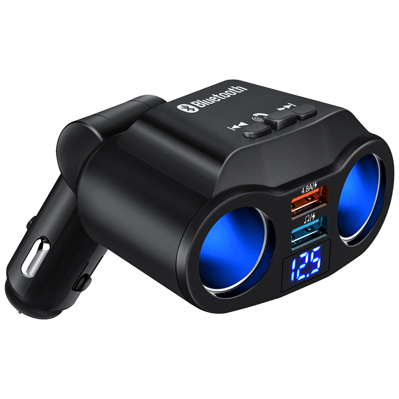 Car Cigarette Lighter Charger FM Transmitter Audio Phone Charge Bluetooth 5.0 Auto Kits Handsfree MP3 Music Player 2 USB 12V-24V