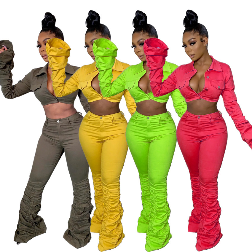 2023 Pleated Two Piece Sets Casual Tracksuit Women Lapel Neck Shirt Top and Pants Set Outfits Free Ship, Yellow
2023 Pleated Two Piece Sets Casual Tracksuit Women Lapel Neck Shirt Top and Pants Set Outfits Free Ship, Yellow
