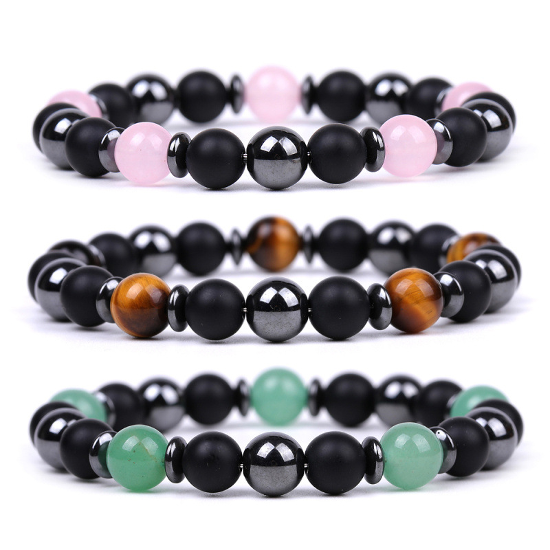 8mm Black Matte Hematite Beads Bracelet Natural Tiger Eye Stone Kallaite Rose Quartz Bracelets for Women Men Yoga Jewelry