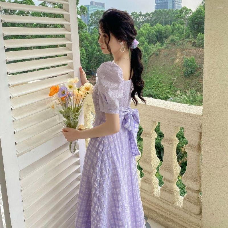 Casual Dresses French Vintage Midi Dress Women Purple Puff Sleeve Fairy Bandage 2022 Summer Korean Elegant For Party
Casual Dresses French Vintage Midi Dress Women Purple Puff Sleeve Fairy Bandage 2022 Summer Korean Elegant For Party