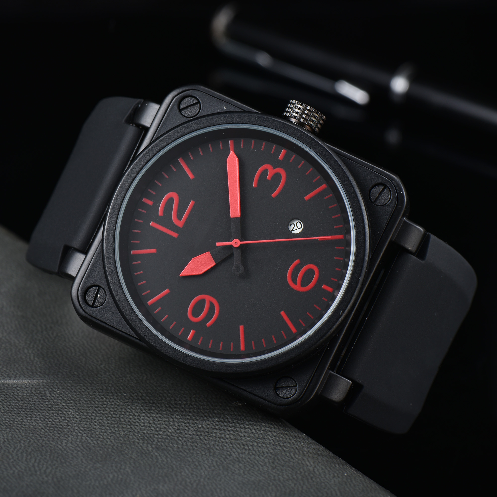 Sports men's mechanical BR watch ROSS watch full function ultra-thin square personality dial waterproof world time leather belt
Sports men's mechanical BR watch ROSS watch full function ultra-thin square personality dial waterproof world time leather belt