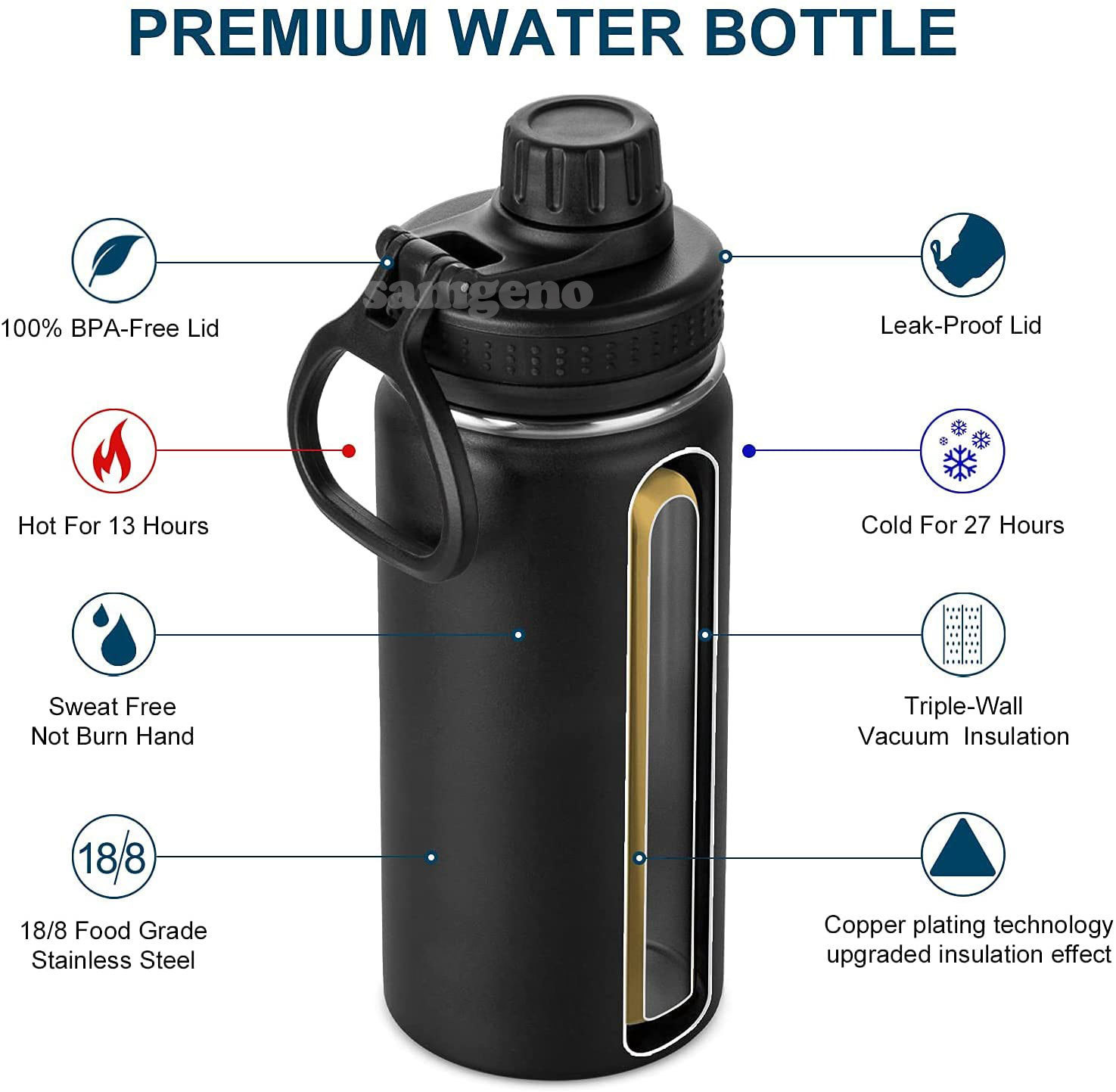 Thermoses Insulated Water Bottle 1000ml 32 oz Stainless Steel Double Wall Vacuum Wide Mouth Sport with Leakproof Spout Lid 221205