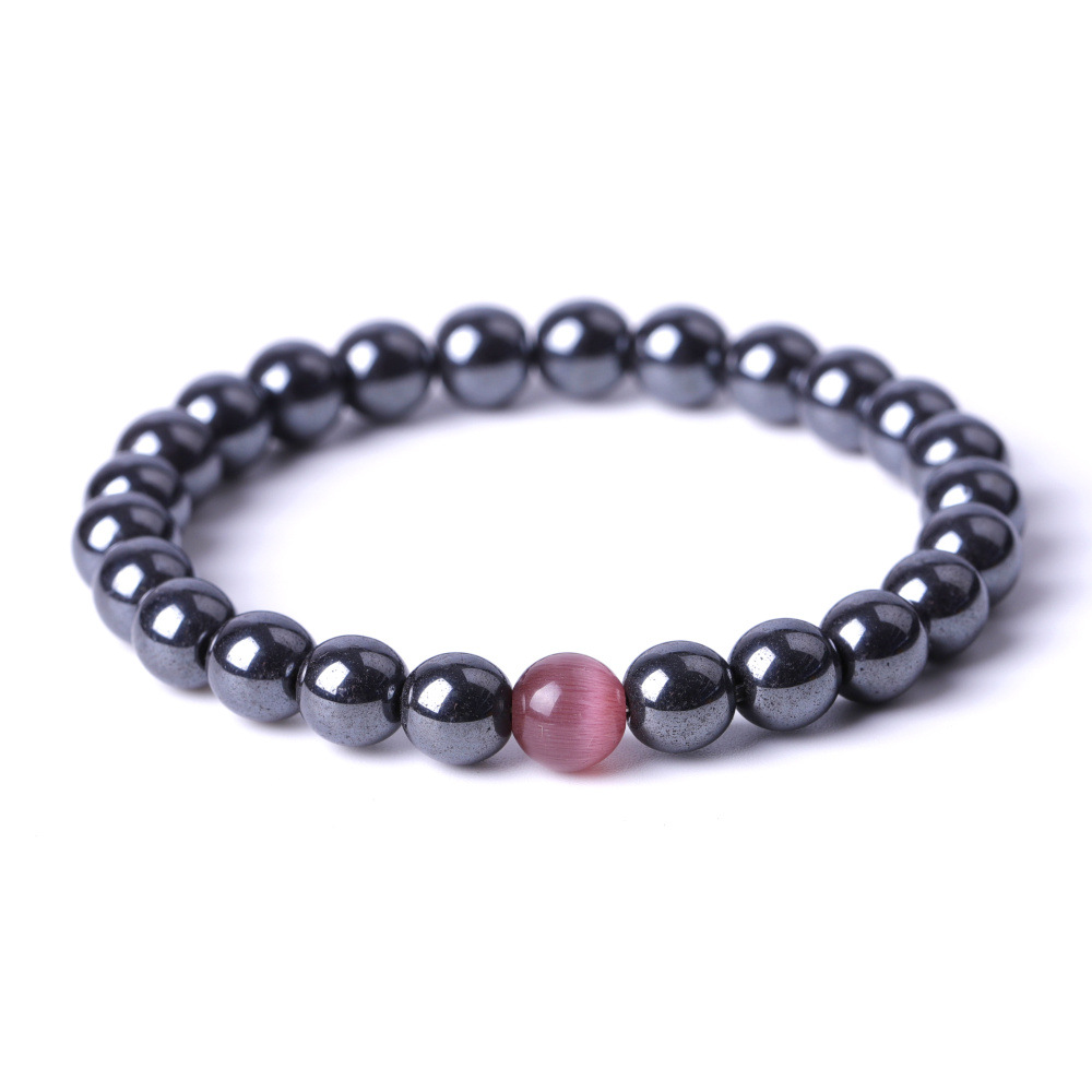8mm Black Hematite Multicolored opal Beads Bracelet Bangles Bracelets for Women Men Yoga Jewelry