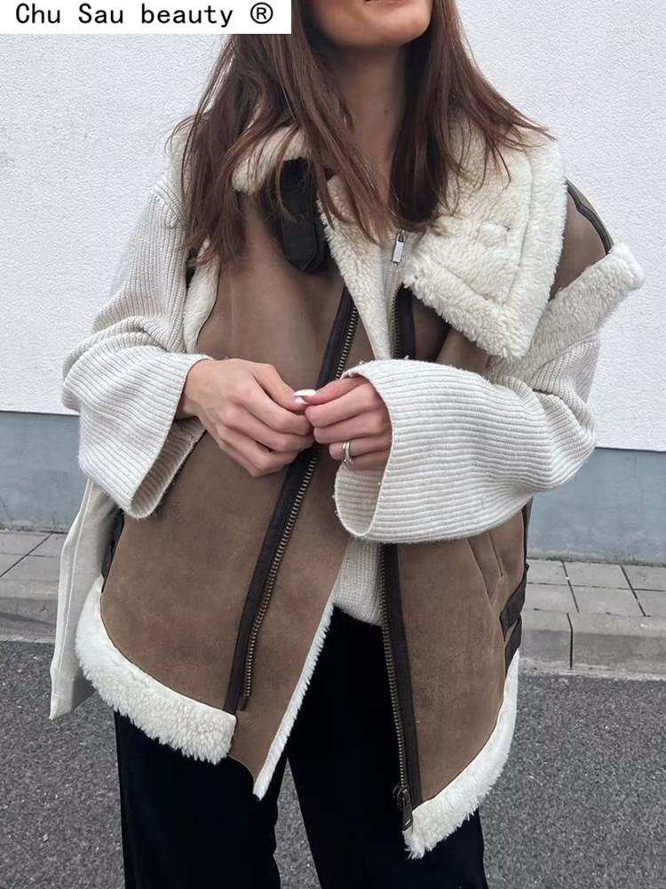 Women' Vests Y2k Winter Vintage Lapel Stitching Zipper Loose Vest Woman 2202 Streetwear Fleece Jacket Female Coat, Picture shown
Women' Vests Y2k Winter Vintage Lapel Stitching Zipper Loose Vest Woman 2202 Streetwear Fleece Jacket Female Coat, Picture shown