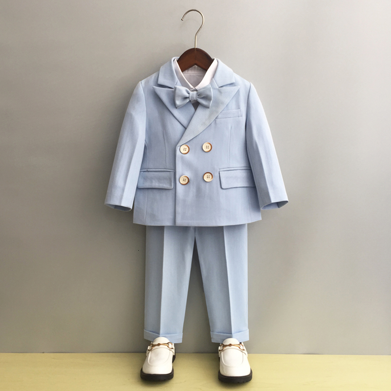 Suits Child Formal Dress Suit Set Autumn Winter Boys Wedding Baby First Birthday Performance Costume Kids Jacket Pants Bowtie Clothes 221205