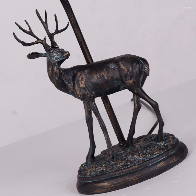 Lamps Table Living Room Lights European Resin Elk Modern Fabric Bedroom Beside Light American Loft Study Desk Lamp