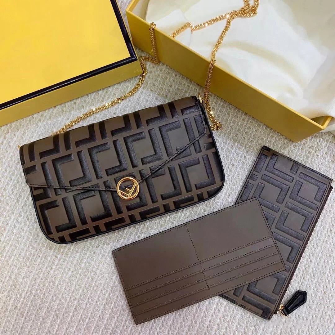 3 piece set brand luxury designer hobo women shoulder bag Fashion chain Tote clutch Crossbody POCHETTE FeLICIE removable handbags Wallet Purses baguette city bags, Brown
3 piece set brand luxury designer hobo women shoulder bag Fashion chain Tote clutch Crossbody POCHETTE FeLICIE removable handbags Wallet Purses baguette city bags, Brown