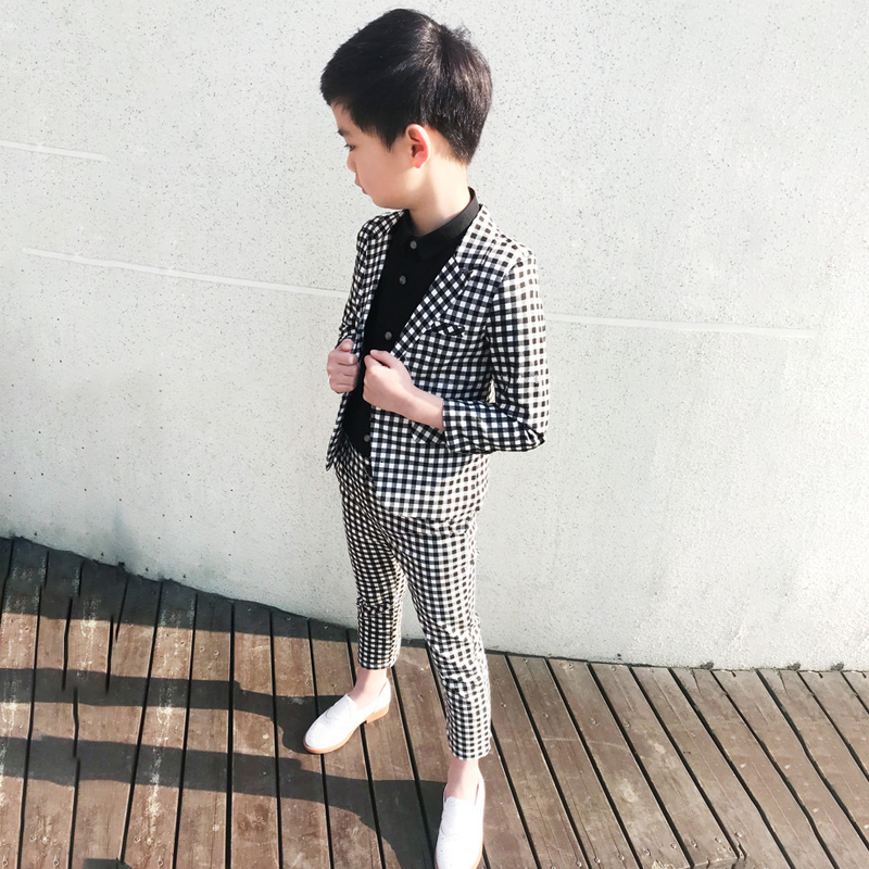Suits Plaid Formal Suit for Boys Blazer Pants Children Wedding Tuxedo Kids Dresses Party Outfits Spring Baby School Clothes 221205