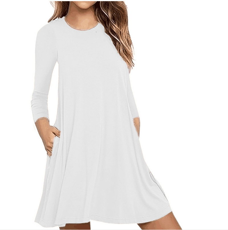 Party Dresses Women Tshirt Dress Spring Autumn ONeck Long Sleeve Solid Pocket Loose Vestidos Female Mini Dresses YKDnz804 221203