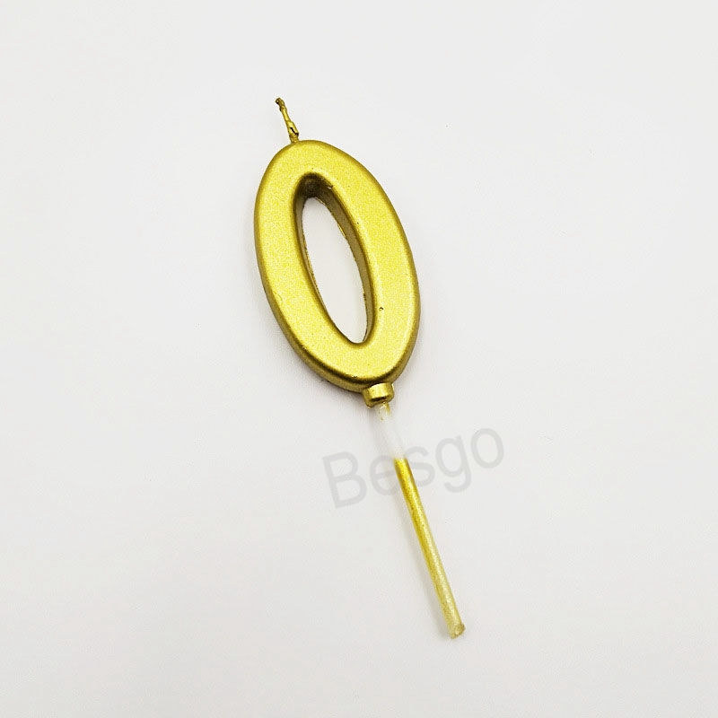 Gold 0-9 Pattern Candle Number Birthday Cake Decoration Candles Paraffin Golden Children Anniversary Party Decorations Candle BH8078 TYJ