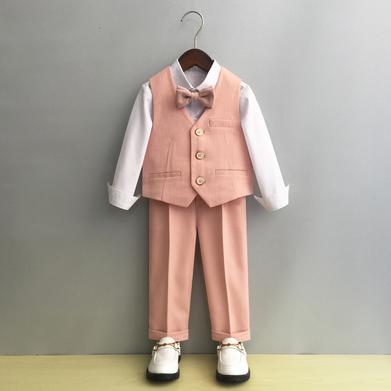 Suits Child Formal Dress Suit Set Autumn Winter Boys Wedding Baby First Birthday Performance Costume Kids Jacket Pants Bowtie Clothes 221205