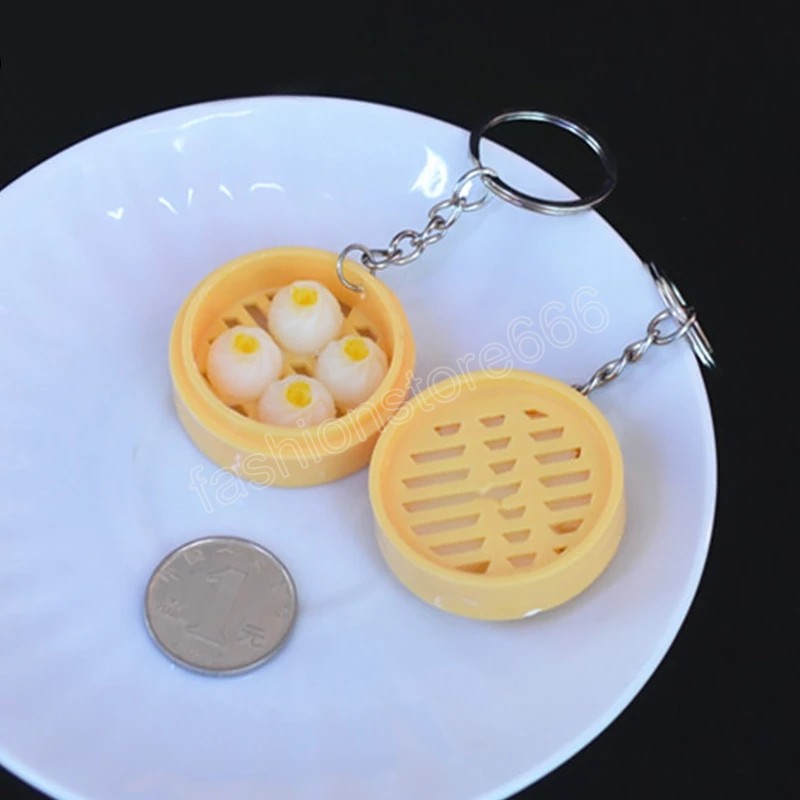 Mini Steamer Bag Hanging Keychain Chinese Food Bun Dumpling Pendant Women Couple Kids Toy Backpack Phone Car Key ring Decor