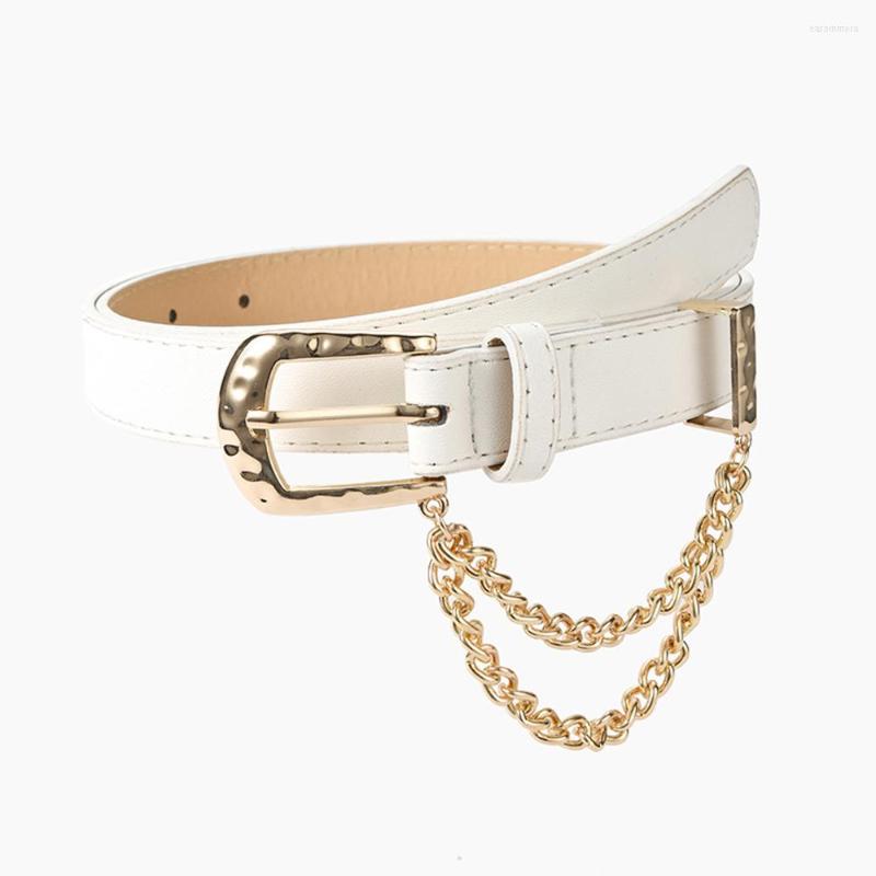 Belts Fashion Punk Leather Belt For Women With Chain Metal Pin Buckles Jeans Dress Decoration Waistband Harajuku QZ0301, White
Belts Fashion Punk Leather Belt For Women With Chain Metal Pin Buckles Jeans Dress Decoration Waistband Harajuku QZ0301, White