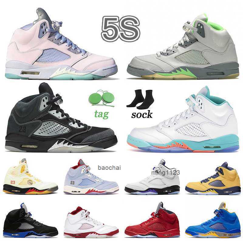 2026 Designer 5s Mens Vintage Jumpmna 5 Basketball Shoes Easter Shattered Backboard Fire Red Metallic Sliver Paris Michigan Fab Sail
