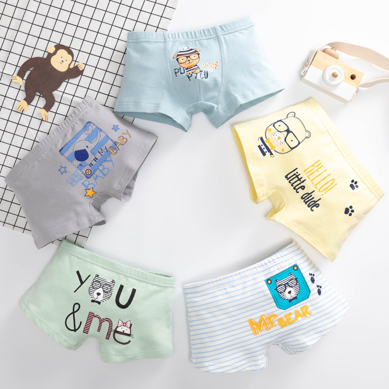 Panties 5Pcs lot Boys 100 Cotton Flat Angle Baby Boy Cartoon Print Four Corners Underwear Children Comfortable 3 10 Y 221205