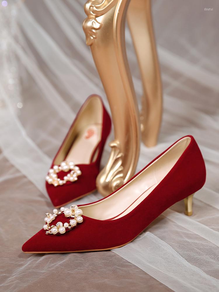 Dress Shoes Wine Red Wedding Xiuhe Two Wear Suede High Heels Women Spring Heel Chinese Bridal, 2cm
Dress Shoes Wine Red Wedding Xiuhe Two Wear Suede High Heels Women Spring Heel Chinese Bridal, 2cm