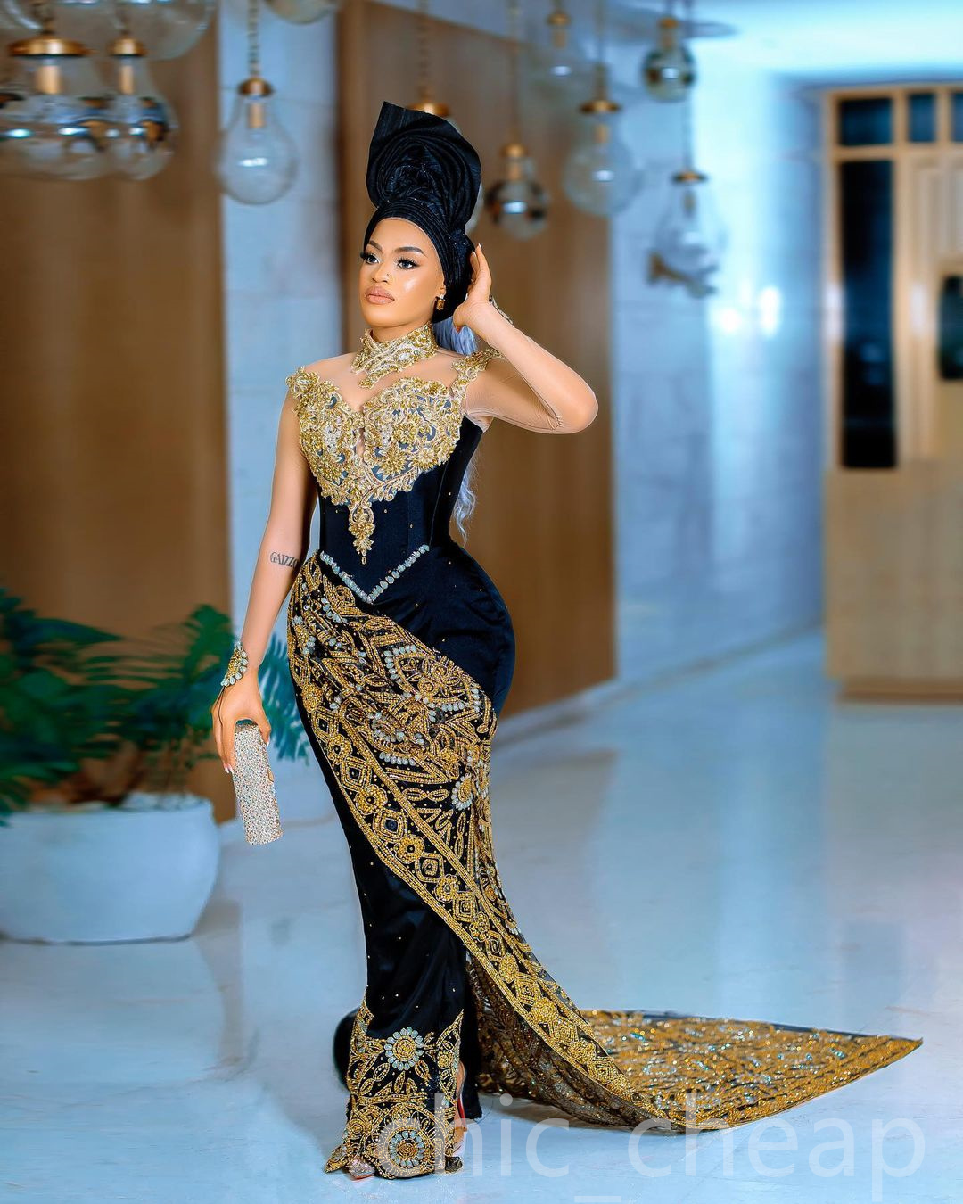 Aso Ebi Arabic Black Urious Prom Dresses Lace Beaded Crystals Evening Formal Party Second Reception Birthday Engagement Gowns Dress ZJ