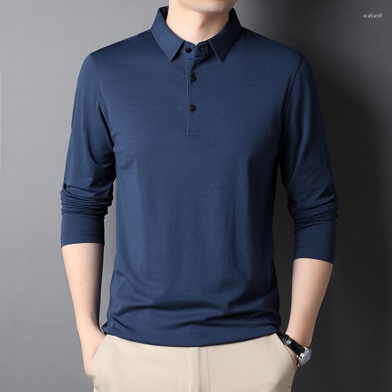 Men's T Shirts Fall Mulberry Silk Soft Fabric Comfortable Skin-Friendly Business Casual Simple Solid Color Lapel Loose Tops Male, 1913 black 
Men's T Shirts Fall Mulberry Silk Soft Fabric Comfortable Skin-Friendly Business Casual Simple Solid Color Lapel Loose Tops Male, 1913 black