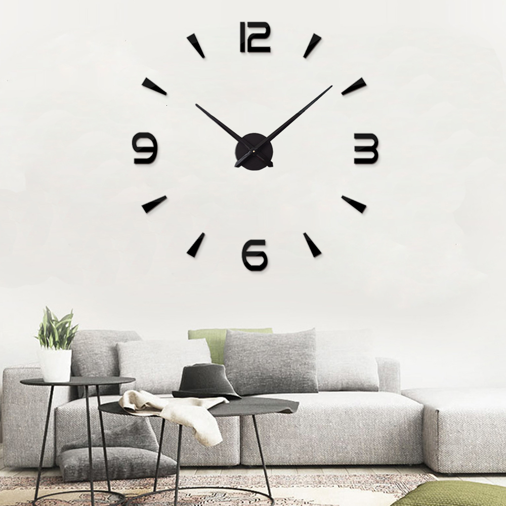 Wall Clocks Large Clock Quartz 3D DIY Big Watch Decorative Kitchen Acrylic Mirror Sticker Oversize Home Letter Decor 221203