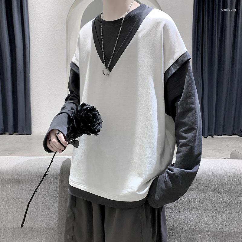 Men's T Shirts Fake Two Long Sleeve Men Tshirts Autumn Teens Fashion Hit Color Spliced Harajuku Oversized Punk Clothes White Black
Men's T Shirts Fake Two Long Sleeve Men Tshirts Autumn Teens Fashion Hit Color Spliced Harajuku Oversized Punk Clothes White Black