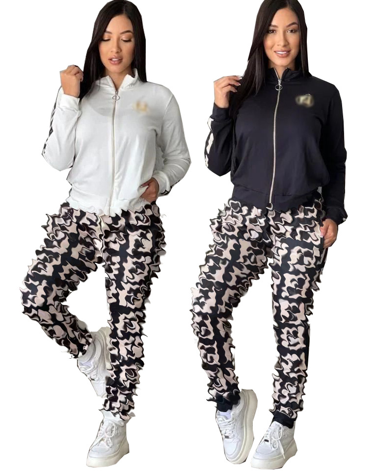 2023 Zipper Two Piece Pants Tracksuit Women Outfits Fashion Printed Zipper Jacket and Sweatpants Sets Free Ship, Black
2023 Zipper Two Piece Pants Tracksuit Women Outfits Fashion Printed Zipper Jacket and Sweatpants Sets Free Ship, Black