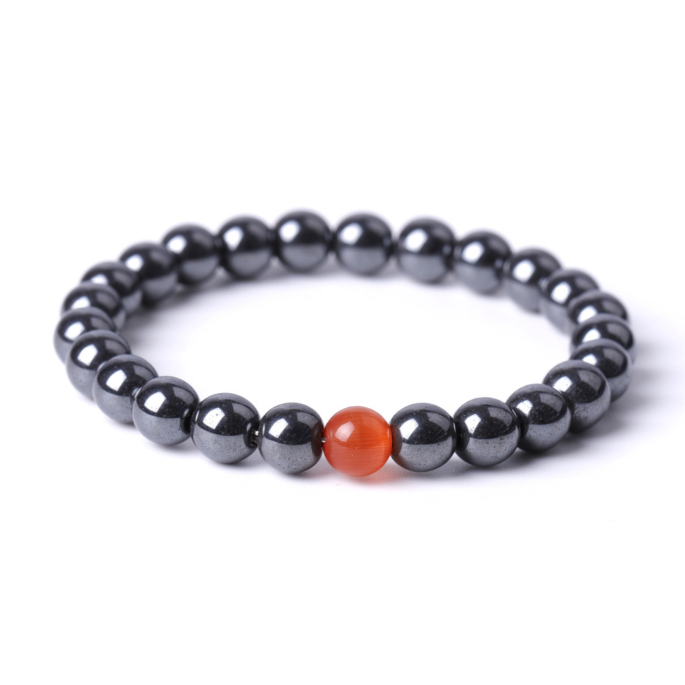 8mm Black Hematite Multicolored opal Beads Bracelet Bangles Bracelets for Women Men Yoga Jewelry