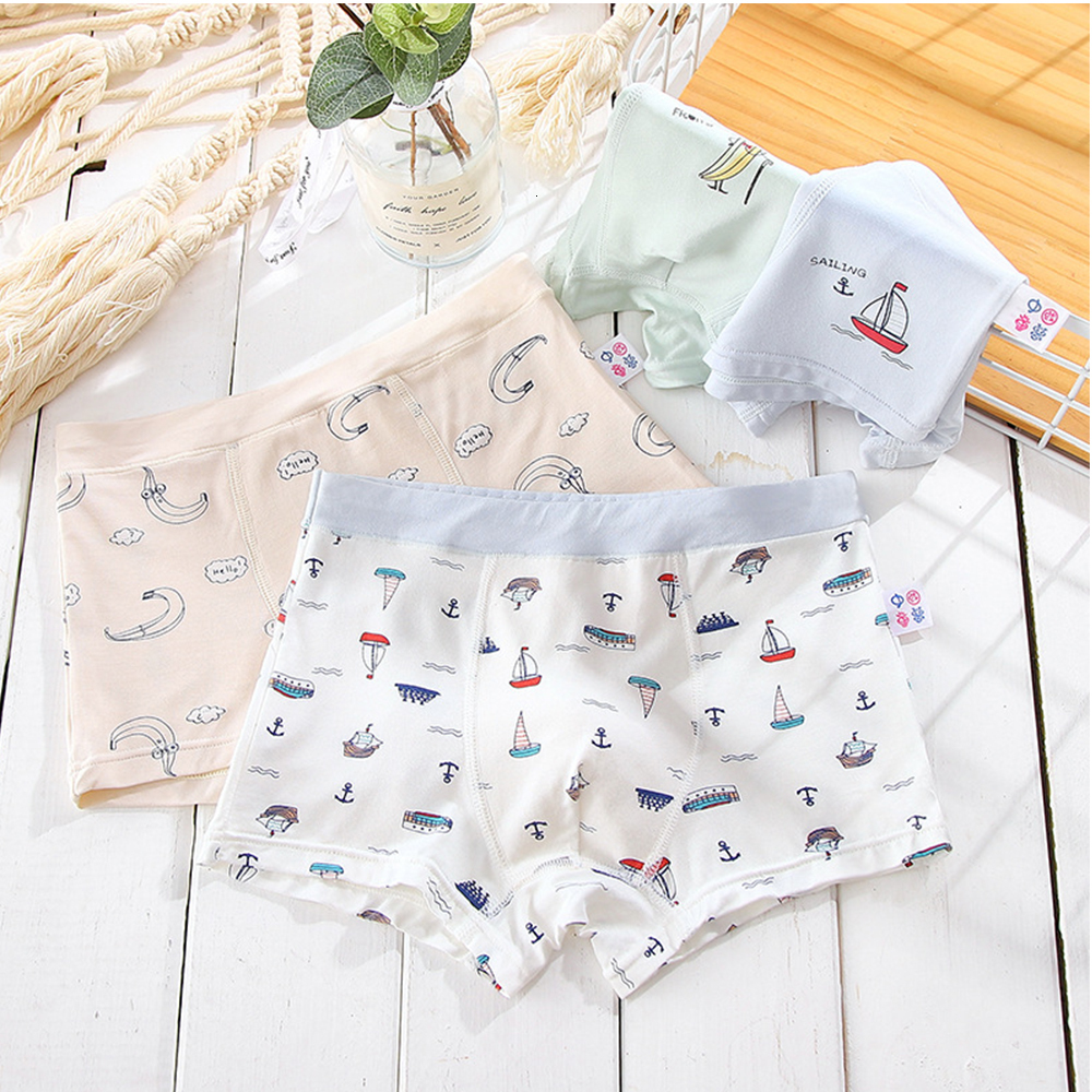 Panties Children s Underwear for Kids Cartoon Shorts Soft Cotton Underpants Boys Sailboats Pattern 5Pcs lot 221205