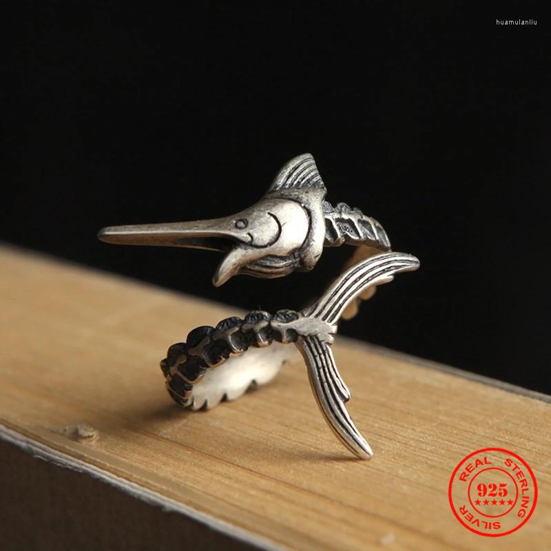 Cluster Rings MKENDN Men Women Retro Personality Gothic Old Man And The Sea Marlin Fish Open Ring Genuine 925 Sterling Silver Jewelry
Cluster Rings MKENDN Men Women Retro Personality Gothic Old Man And The Sea Marlin Fish Open Ring Genuine 925 Sterling Silver Jewelry
