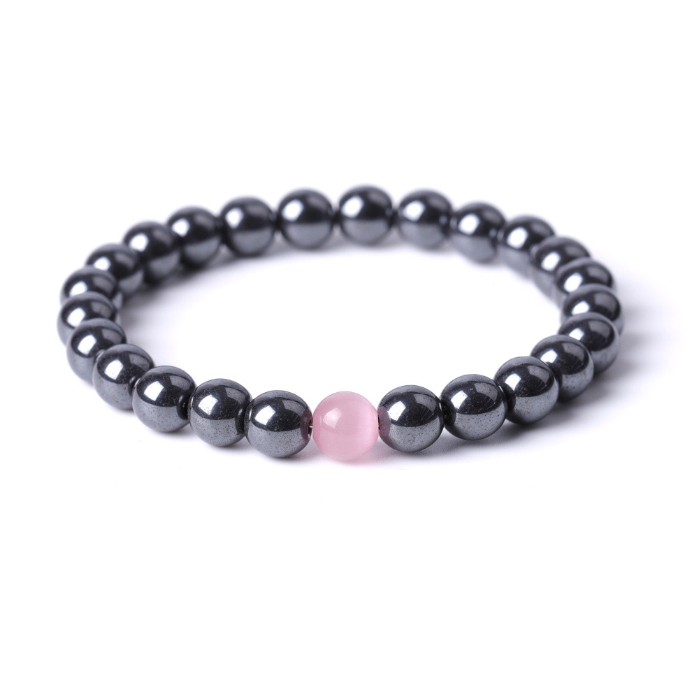 8mm Black Hematite Multicolored opal Beads Bracelet Bangles Bracelets for Women Men Yoga Jewelry