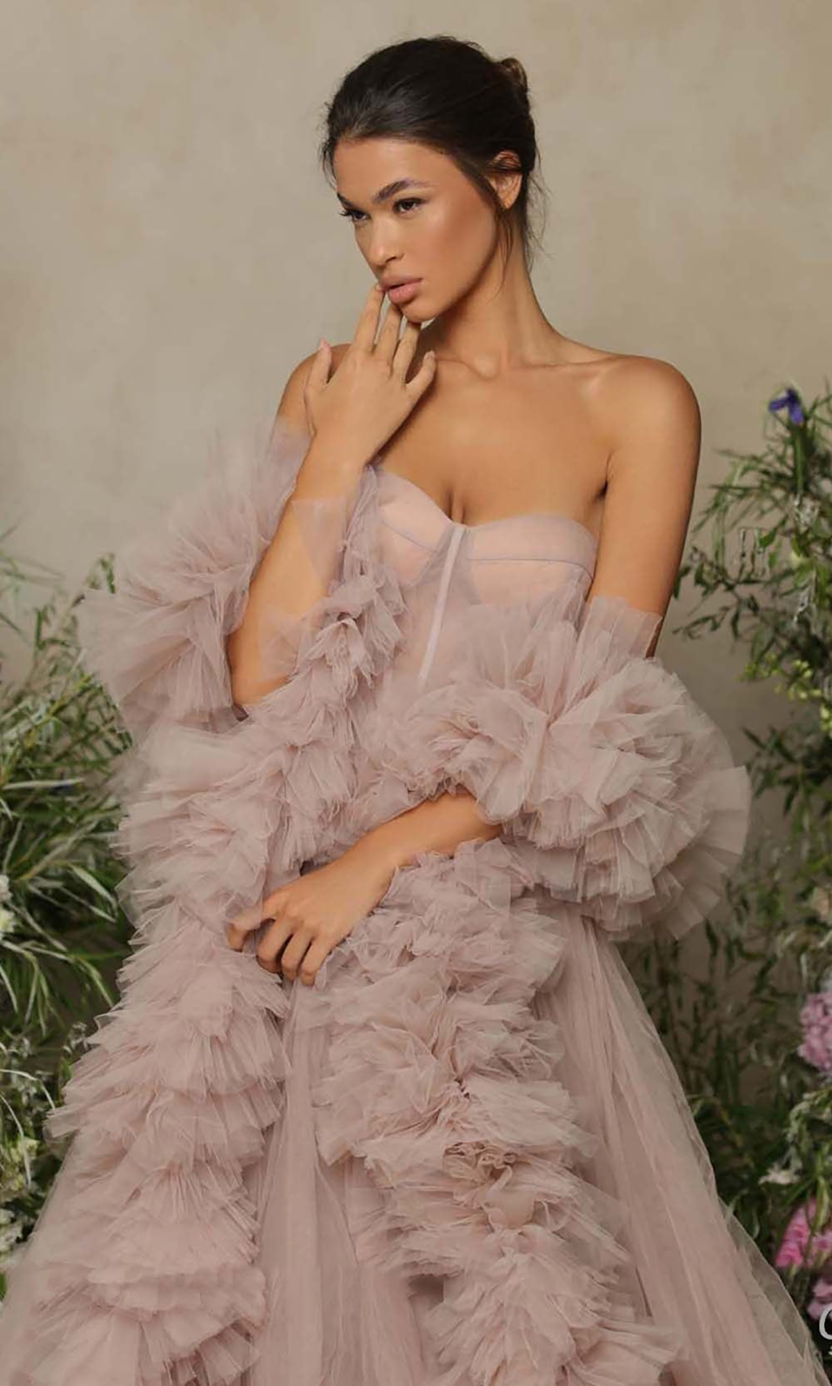 Tulle Evening Dresses Perspective Sheer Long Robe Puffy Tiered Ruffles Dress for Baby Shower Prom Party Wear Gowns