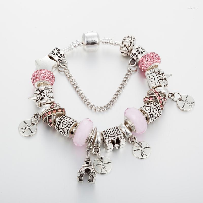 Charm Bracelets Eiffel Tower Bracelet Femme With Pink Crystal Beads For Women MOM DIY Jewelry Pulseras Mujer
Charm Bracelets Eiffel Tower Bracelet Femme With Pink Crystal Beads For Women MOM DIY Jewelry Pulseras Mujer