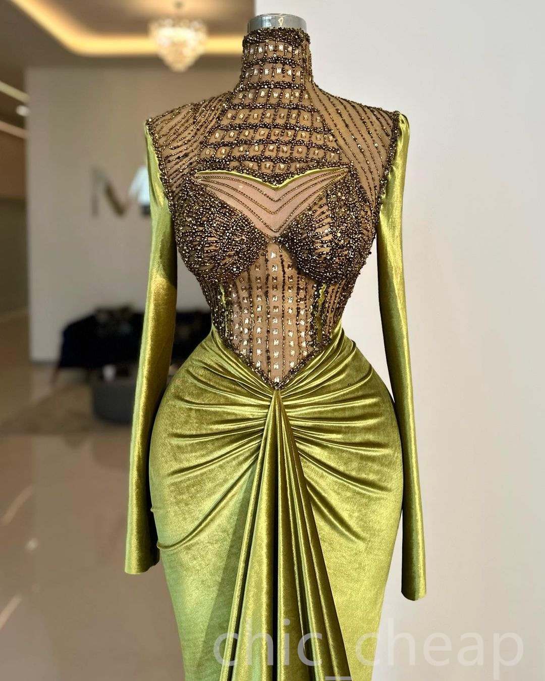 2023 Arabic Aso Ebi Mermaid Luxurious Prom Dresses Beaded Crystals Evening Formal Party Second Reception Birthday Engagement Gowns Dress ZJ222