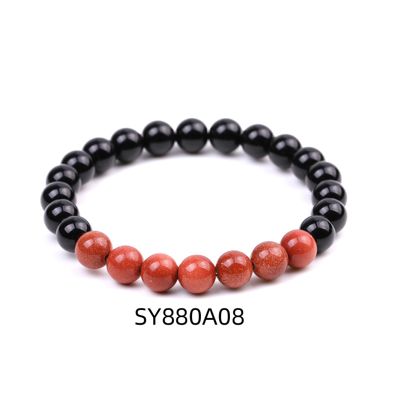 8MM Bright Black Natural Stone Tiger Eye Topaz Beads Bangles Bracelets for Women Men Yoga Jewelry