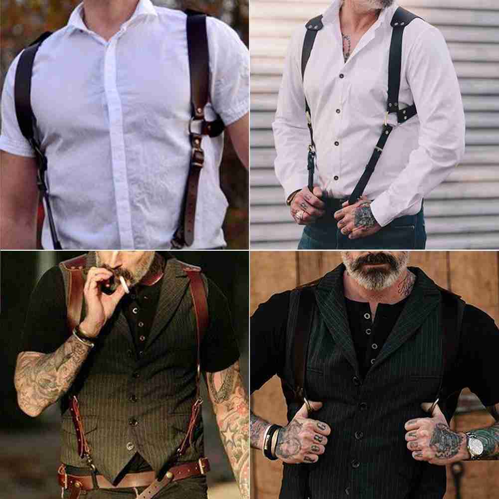 Suspenders Leather Suspender Vintage Men Medieval Renaissance Harness Punk Chest Shoulder Belt Strap Suspensorio Apparel Accessories 221205