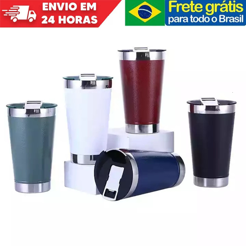 Thermoses Custom Name 16oz Cold Beer Cups With Bottle Opener Lid Stainless Steel Thermos Water Coffee Mugs for Tea Thermal Tumblers 473ml 221205