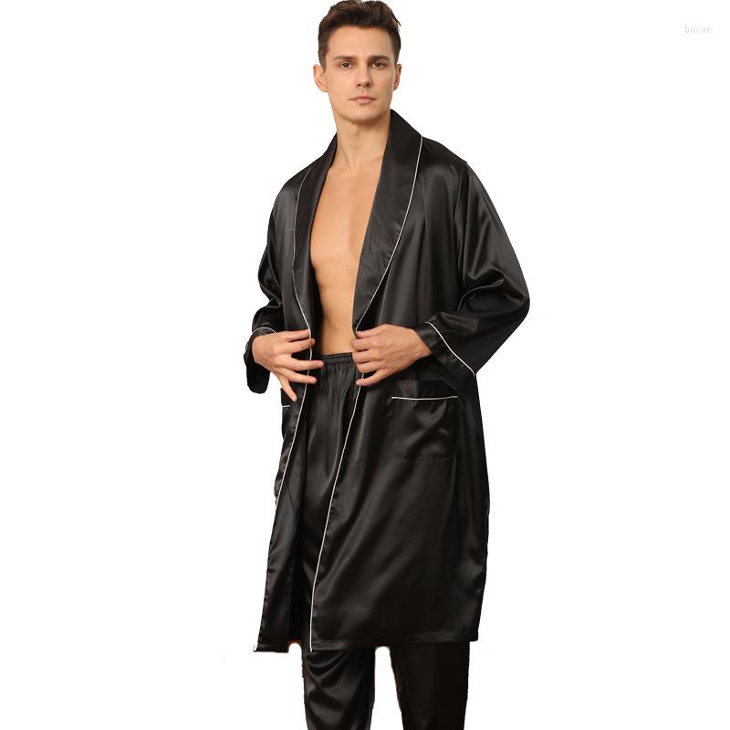 Men' Sleepwear Silk Robe Pants Pajama Set Men 2 Pcs Suits Summer Long Sleeve Kimono Home Soft Solid Bath Gown, Black
Men' Sleepwear Silk Robe Pants Pajama Set Men 2 Pcs Suits Summer Long Sleeve Kimono Home Soft Solid Bath Gown, Black