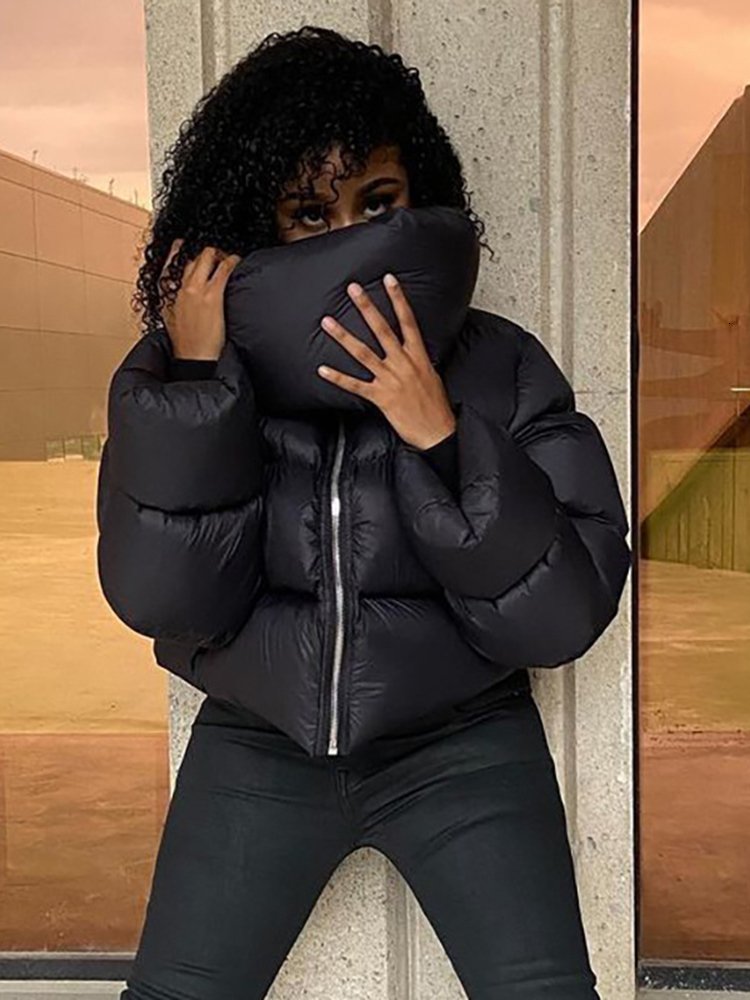Women's Down Parkas Winter Jackets Women Coats Oversized Black Bubble Scarf Collar Puffer Short High Street Outwear Casual Parka 221205