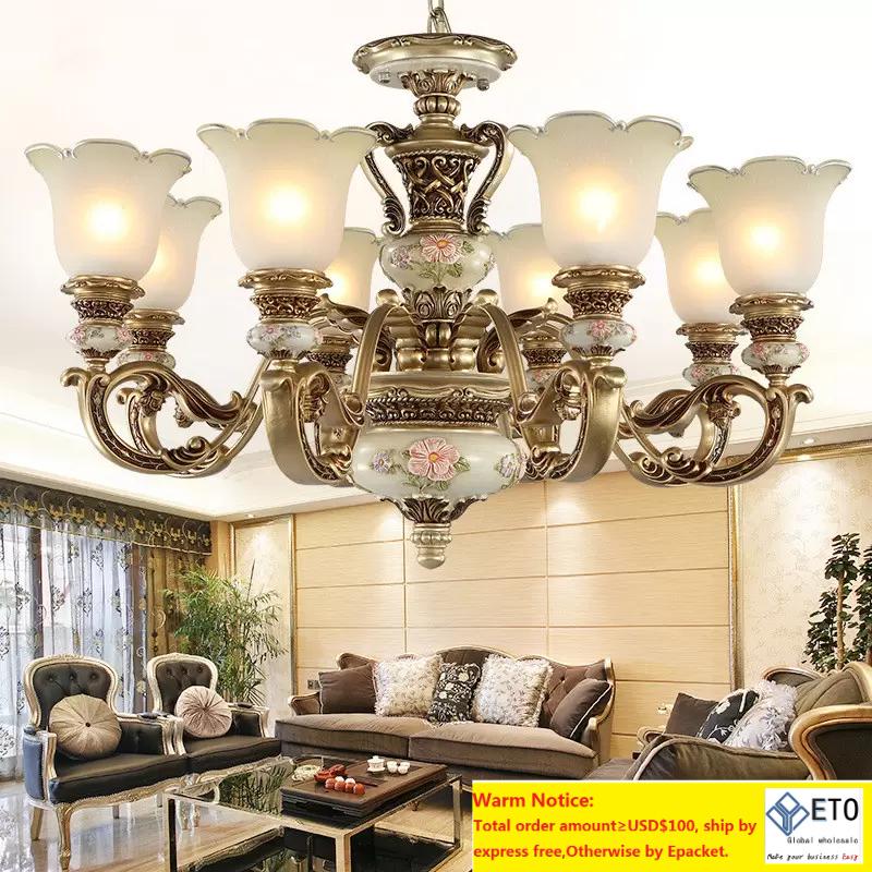 European Lighting Chandelier Pendant Lamp Bedroom Dining Room Living Room Lamp Resin Garden Simple Western Style Retro Atmospheric Lighting