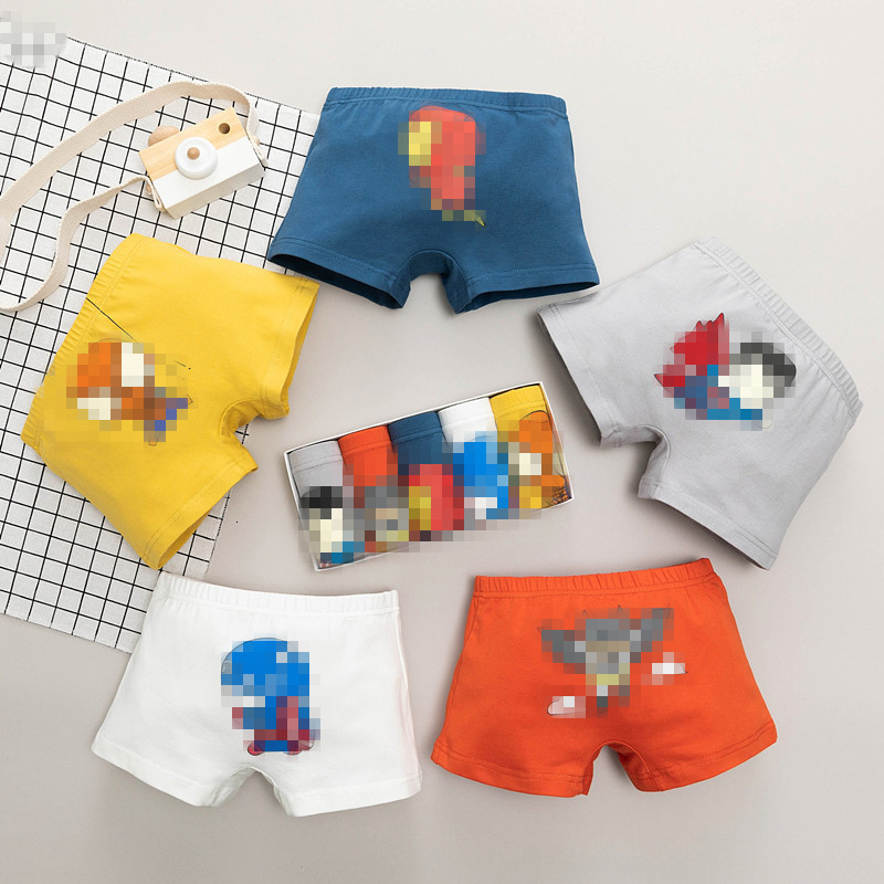 Panties 5Pcs lot Boys 100 Cotton Flat Angle Baby Boy Cartoon Print Four Corners Underwear Children Comfortable 3 10 Y 221205