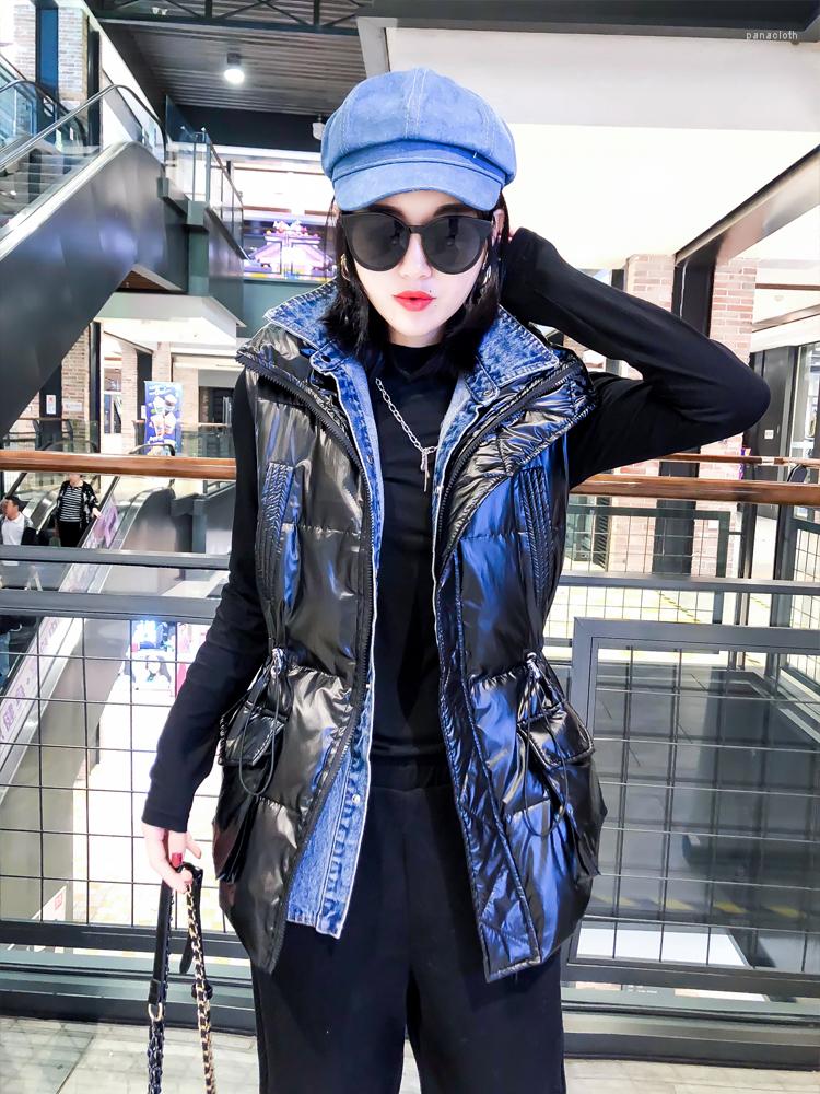 Women's Vests Winter Autumn Denim Collar Slim Puffer Vest Outwear Women Female Hollow Cotton Gold Sliver Waistcoat Ladies Sleeveless Jacket, Black
Women's Vests Winter Autumn Denim Collar Slim Puffer Vest Outwear Women Female Hollow Cotton Gold Sliver Waistcoat Ladies Sleeveless Jacket, Black