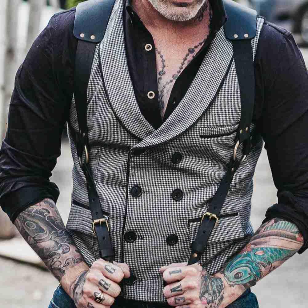 Suspenders Leather Suspender Vintage Men Medieval Renaissance Harness Punk Chest Shoulder Belt Strap Suspensorio Apparel Accessories 221205