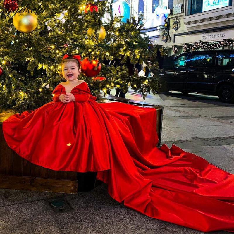 Girl Dresses Gorgeous Red Full Sleeves Flower For Wedding 2022 Satin Pleated Princess Long Train First Communion Gowns With Bow, Champagne
Girl Dresses Gorgeous Red Full Sleeves Flower For Wedding 2022 Satin Pleated Princess Long Train First Communion Gowns With Bow, Champagne