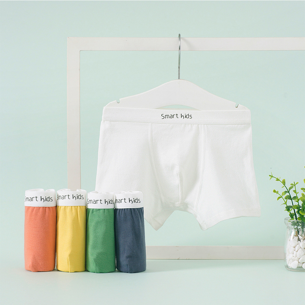 Panties Children s Underwear for Kids Cartoon Shorts Cotton Underpants Boys Solid Color Yellow White Green Orange 5Pairs lot 221205