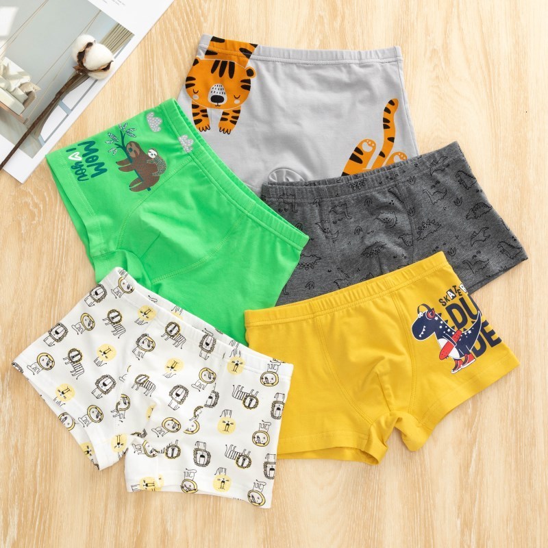 Panties 5Pcs lot Boys 100 Cotton Flat Angle Baby Boy Cartoon Print Four Corners Underwear Children Comfortable 3 10 Y 221205
