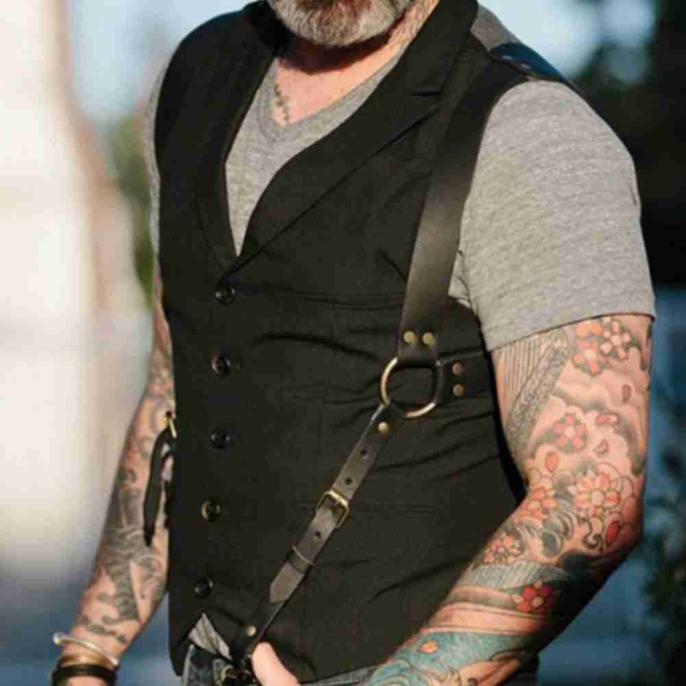 Suspenders Leather Suspender Vintage Men Medieval Renaissance Harness Punk Chest Shoulder Belt Strap Suspensorio Apparel Accessories 221205