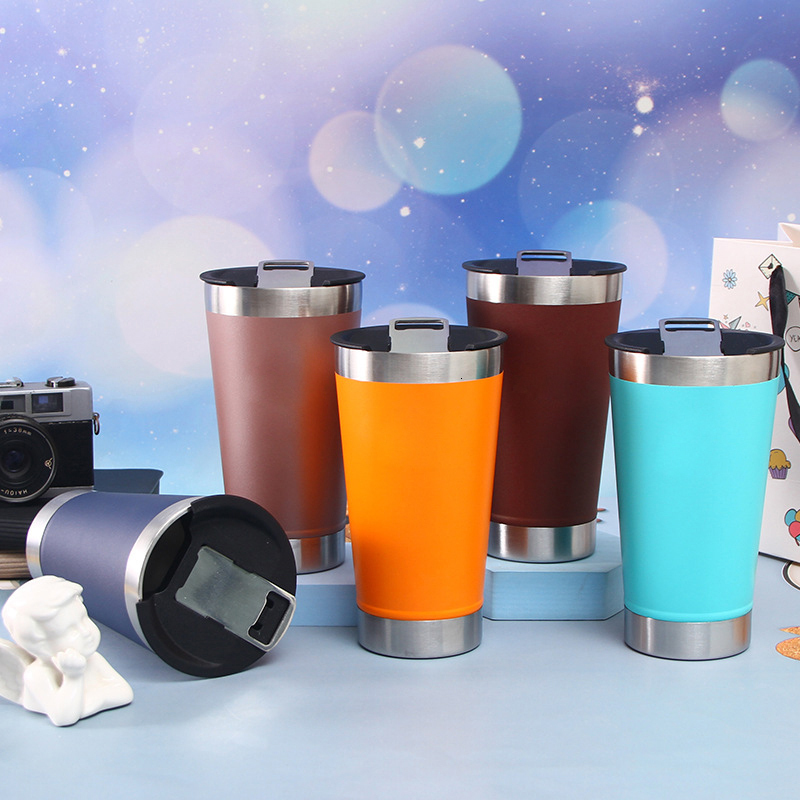 Thermoses Custom Name 16oz Cold Beer Cups With Bottle Opener Lid Stainless Steel Thermos Water Coffee Mugs for Tea Thermal Tumblers 473ml 221205