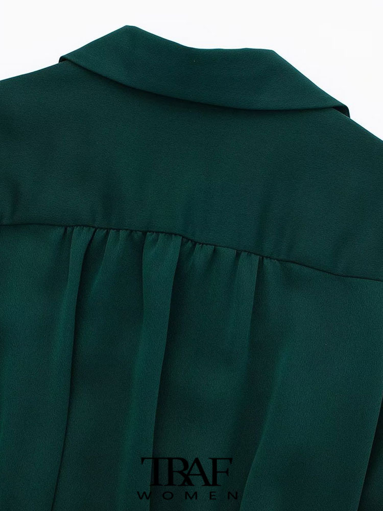 Party Dresses TRAF Women Fashion With Belt Pleated Midi Shirt Dress Vintage Long Sleeve Front Button Female Vestidos Mujer 221203