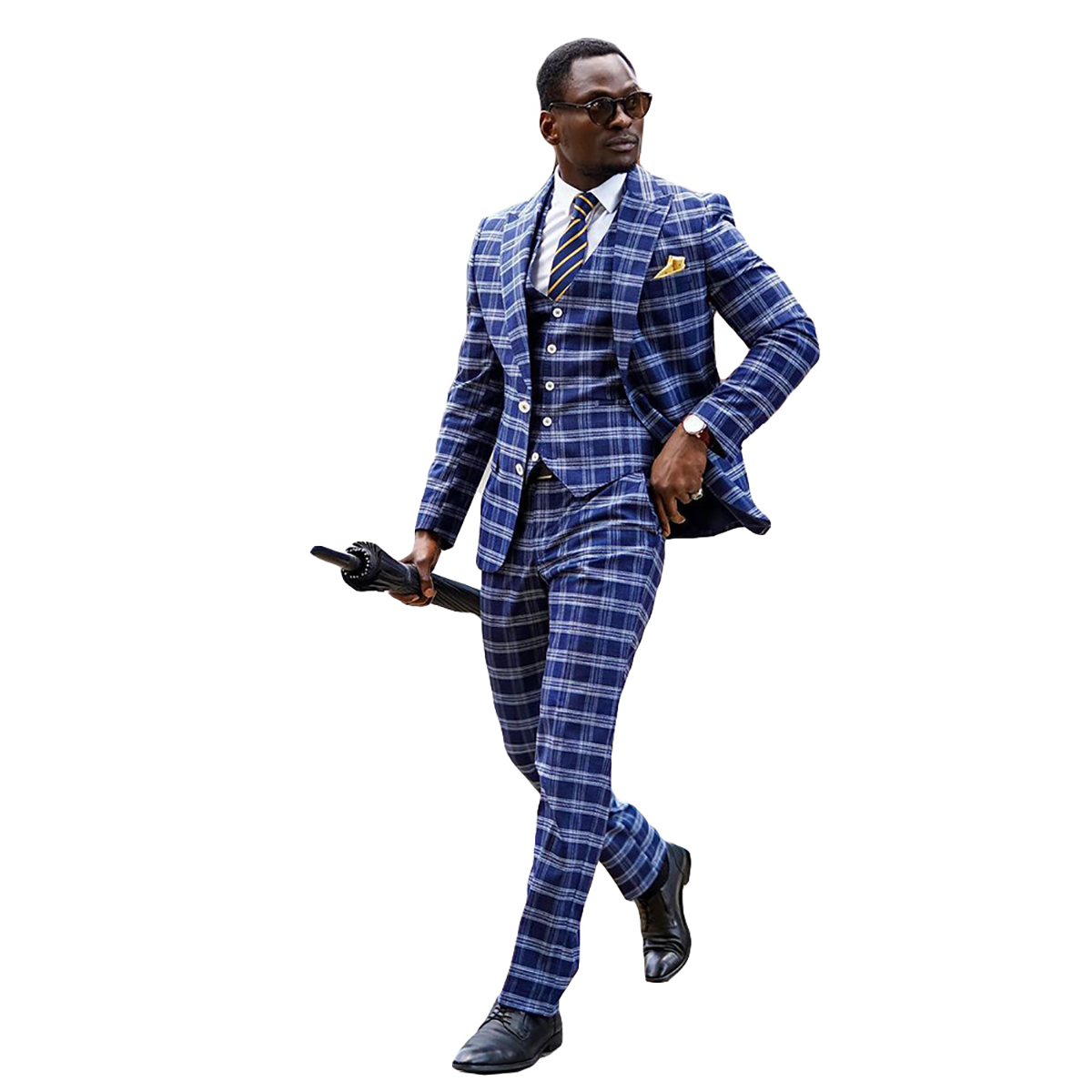 Classic Plaid Check Men Tuxedos 3 Pieces Plus Size Custom Made Handsome Wedding Suits For Business Formal Wear